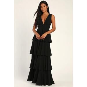 Lulu's Black Tiered Midi Dress